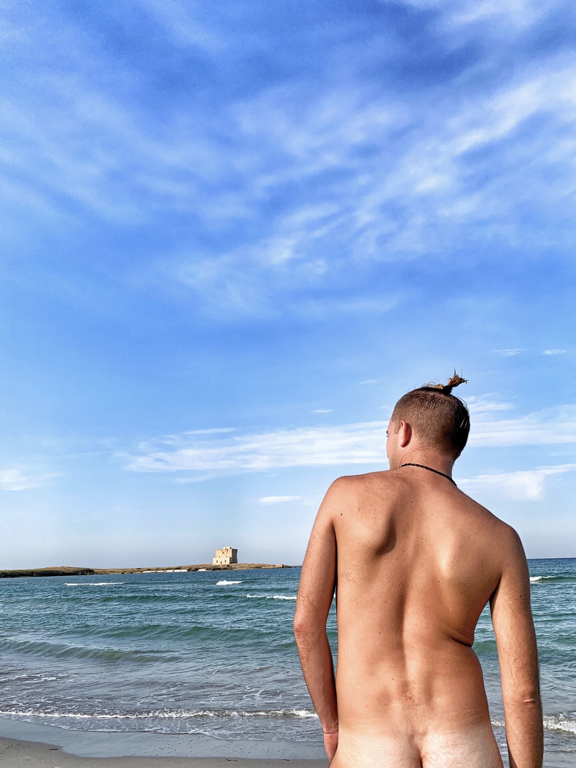 Tan lines on nude beach