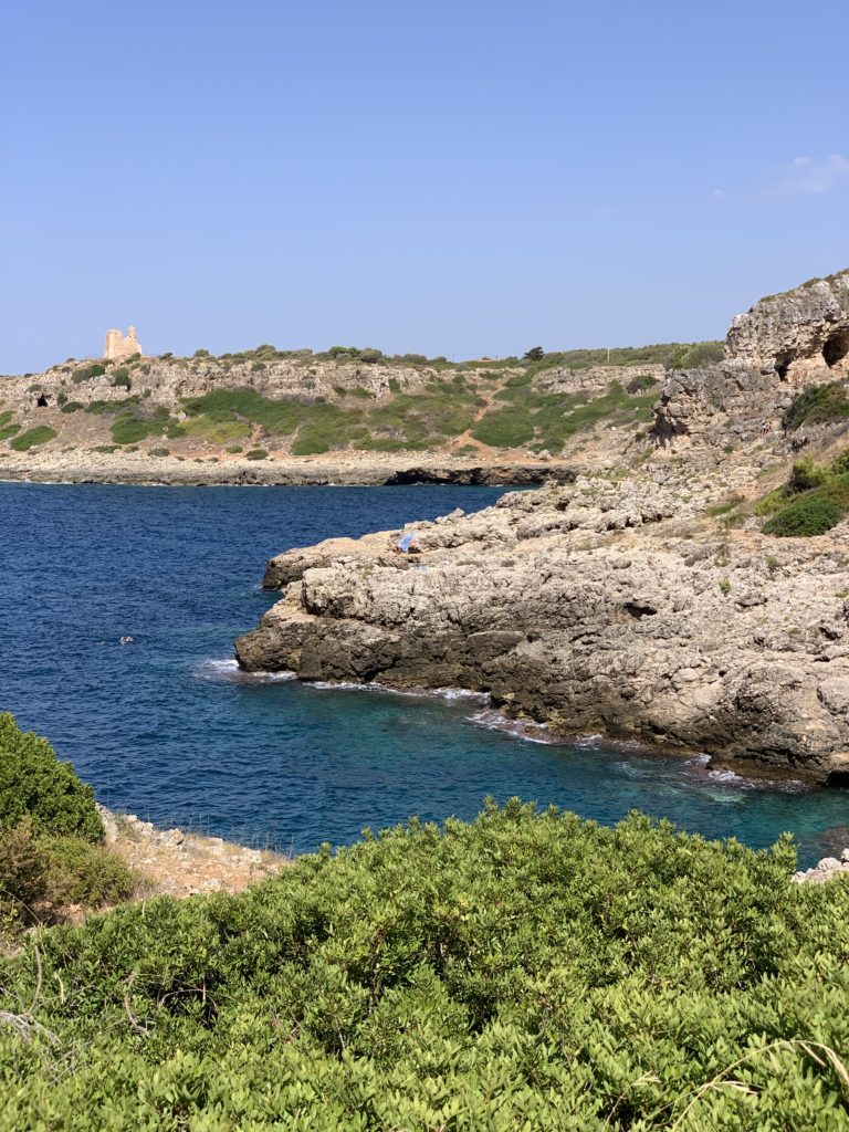 Porto Selvaggio, situated in a nature reserve, is a popular local beach with rocks | Photo © the Puglia Guys for the Big Gay Podcast from Puglia guides to gay Puglia, Italy’s top gay summer destination