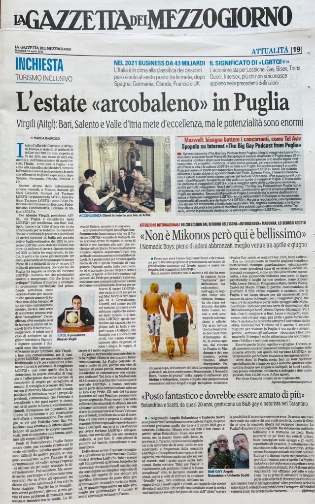 The Big Gay Podcast from Puglia in the international and national media