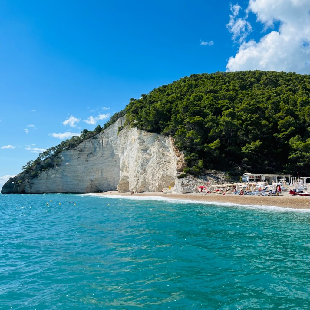 Vignanotica beach, Vieste. A difficile to reach but popular nudist beach, Gargano beach | Photo © the Puglia Guys for the Big Gay Podcast from Puglia guides to gay Puglia, Italy’s top gay summer destination | Puglia by beach guide to Puglia’s best beaches