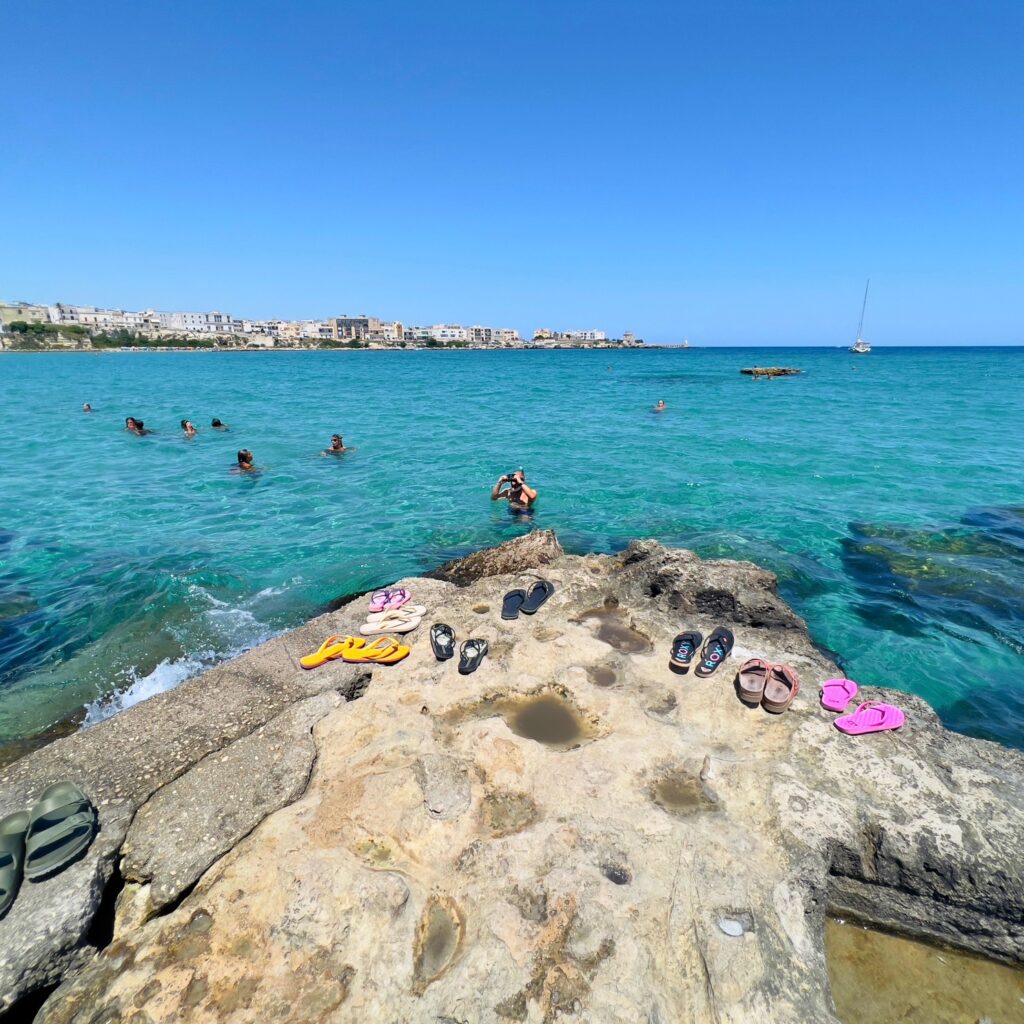 Otranto city beaches along the town’s seafront | Photo © the Puglia Guys for the Big Gay Podcast from Puglia guides to gay Puglia, Italy’s top gay summer destination | Puglia by beach guide to Puglia’s best beaches