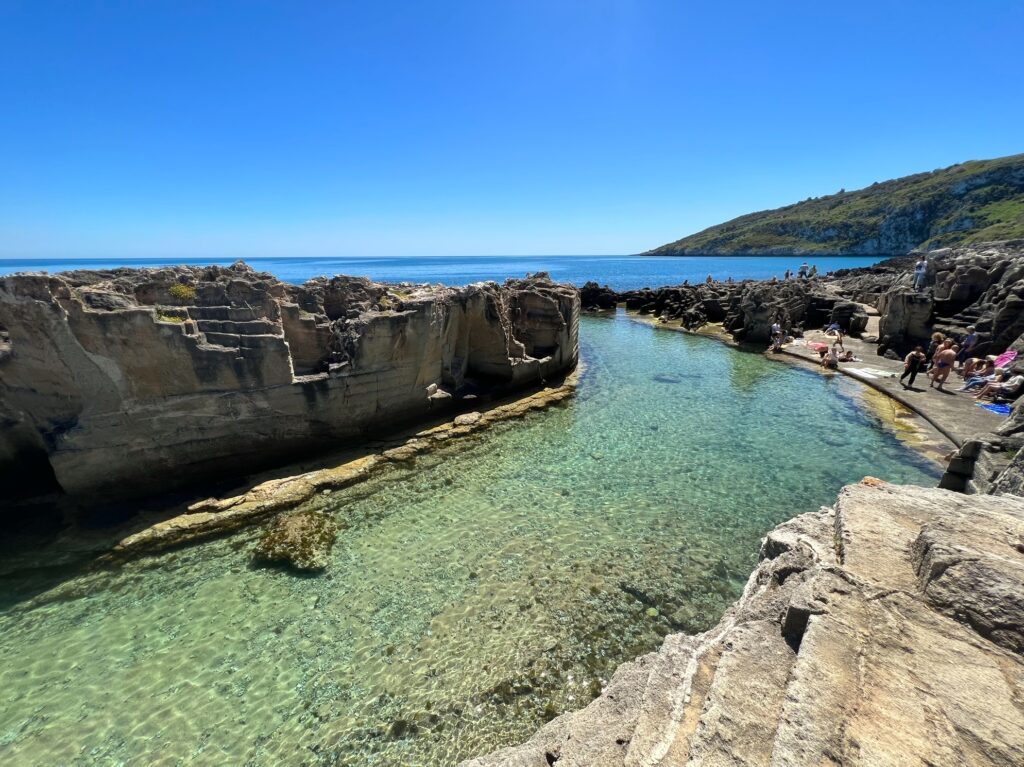 Marina Serra’s natural swimming basin | Photo © the Puglia Guys for the Big Gay Podcast from Puglia guides to gay Puglia, Italy’s top gay summer destination