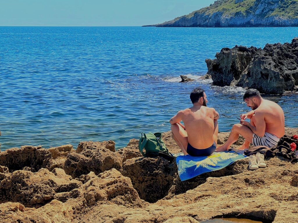 Marina Serra’s natural swimming basin | Photo © the Puglia Guys for the Big Gay Podcast from Puglia guides to gay Puglia, Italy’s top gay summer destination