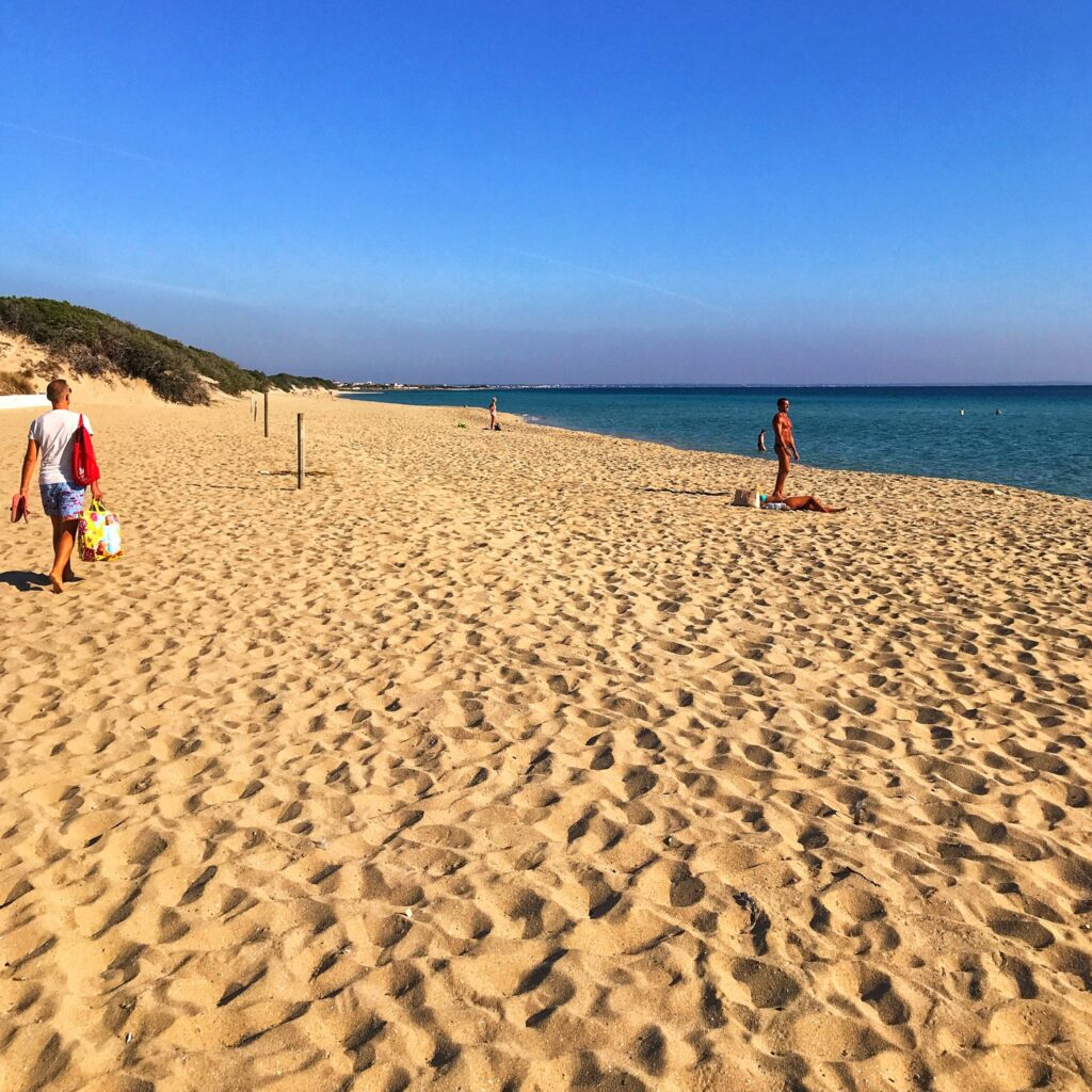 Punta Prosciutto beach, Puglia by beach guide to Puglia’s best beaches | Photo © the Puglia Guys for the Big Gay Podcast from Puglia guides to gay Puglia, Italy’s top gay summer destination