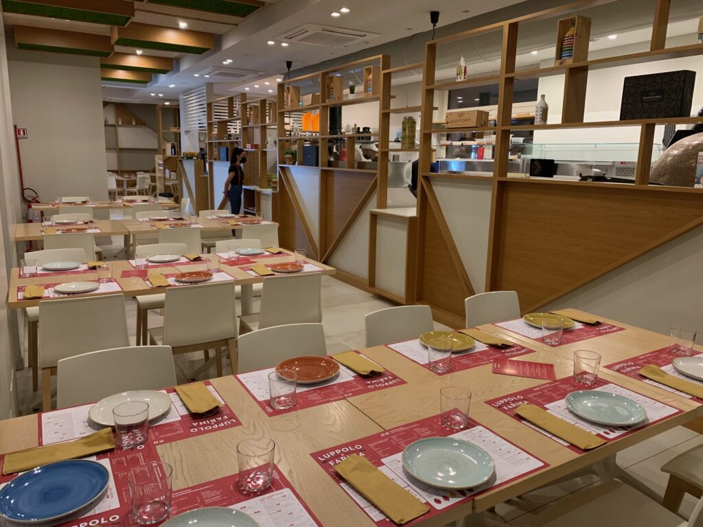 Interior photo of Latiano’s Luppolo & Farina pizzeria, one of the best 50 pizzas in Italy, from Puglia | photo the Puglia Guys for the Big Gay Puglia Guide travel guides to Italy’s top gay summer destination for LGBTQ travel.