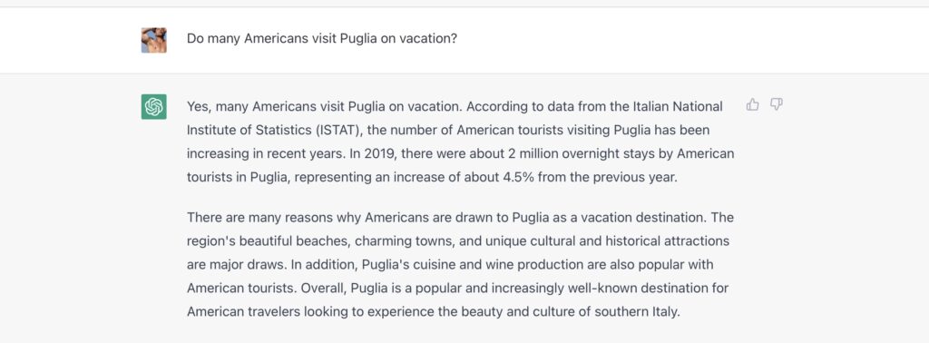 The Puglia Guys interview ChatGPT about Puglia, Italy. Do many Americans visit Puglia on vacation?