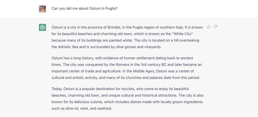 The Puglia Guys interview ChatGPT about Puglia, Italy. Can you tell me about Ostuni in Puglia?