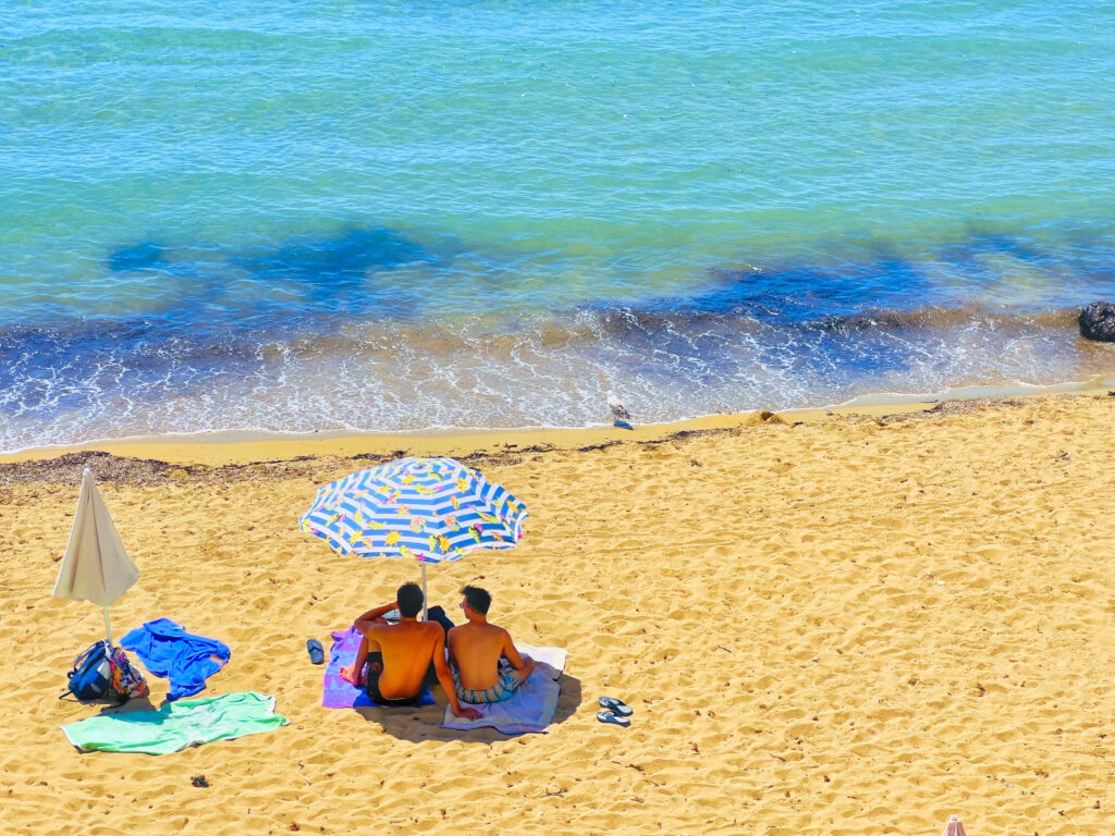 La Purità, Gallipoli’s main city beach under the defensive wall of the old town. Photo copyright the Puglia Guys.